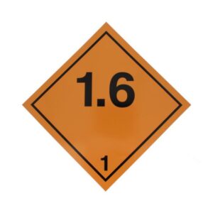 Eticheta ADR Suport Aluminiu Pericol Transport Substante si Obiecte Explozive Clasa 1.6, 300x300mm