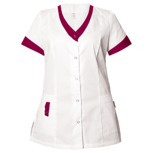 Tunică medicală pentru femei ALEGRA ALB/BURDEAUX