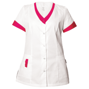 Tunică medicală pentru femei ALEGRA ALB/ROZ ÎNCHIS