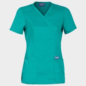 Tunică medicală de damă CHEROKEE WRAP DESCHIS CARIBBEAN BLUE WWE610