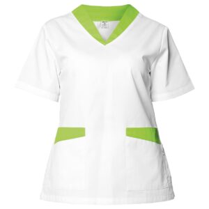 Tunică medicală pentru femei FABIANA ALB/VERDE DESCHIS